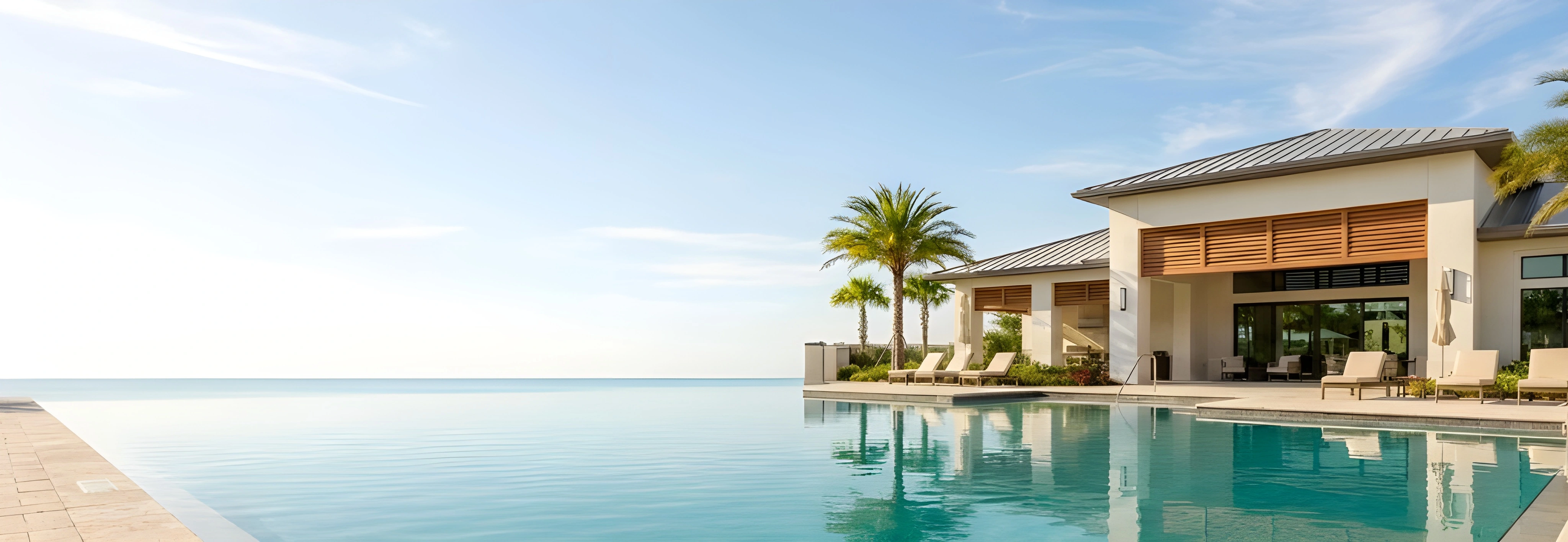 Commercial pool design and construction project in Florida featuring modern swimming pool with premium finishes