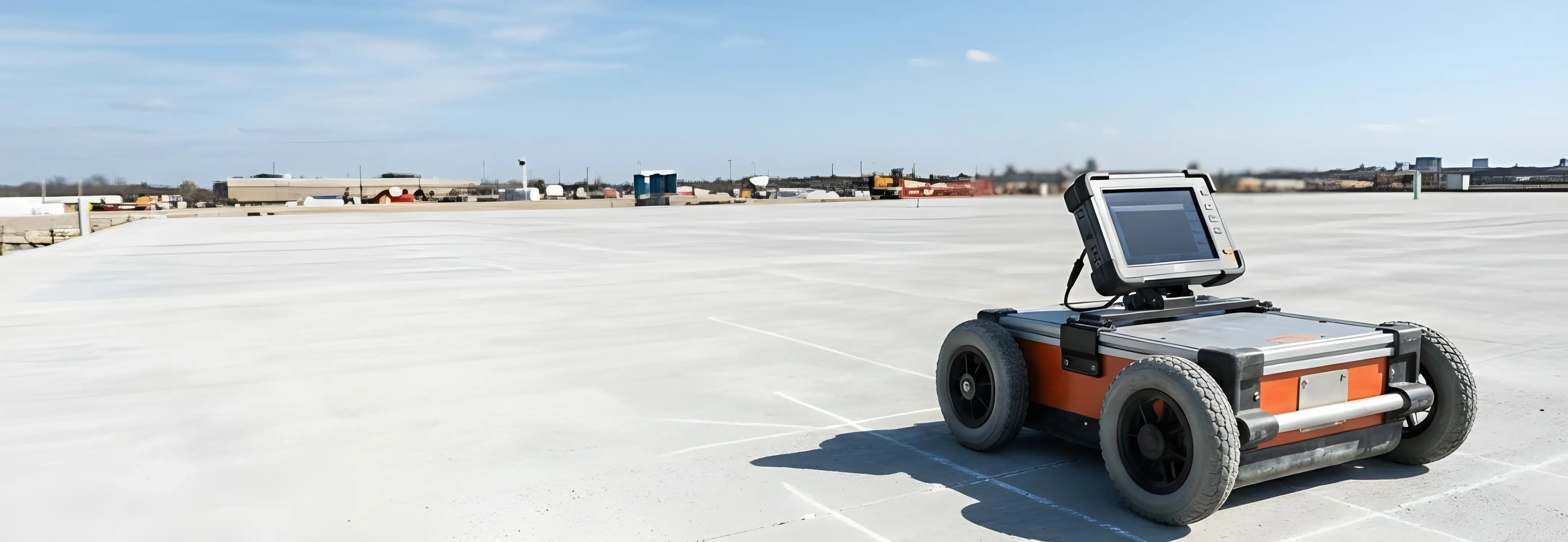 Ground Penetrating Radar (GPR) scanning equipment being used for subsurface detection and concrete imaging in Florida